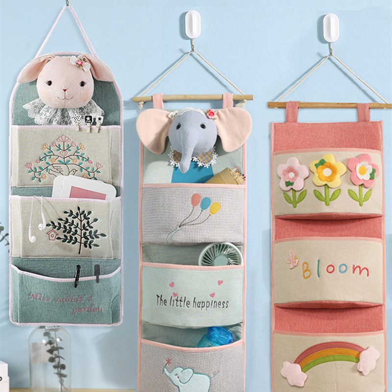 收纳挂袋墙挂式门后布艺置物袋壁挂墙上悬挂式挂兜宿舍杂物储物袋