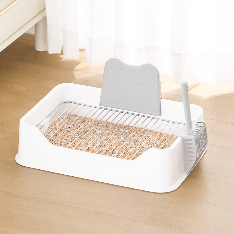 带挡板狗厕所便盆防踩屎狗尿盆不锈钢网架狗砂盆中小型犬狗狗厕所