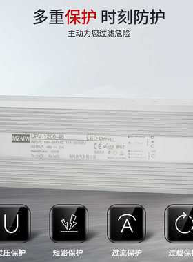 LPV-1200 LED户外MZMW220AC转DC24V36V48V 开关电源IP67防水1200W