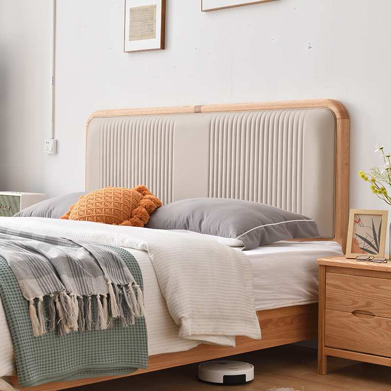 红橡木实木床北欧日式纯实木床气动高箱1.8米原木2米主卧实心大床