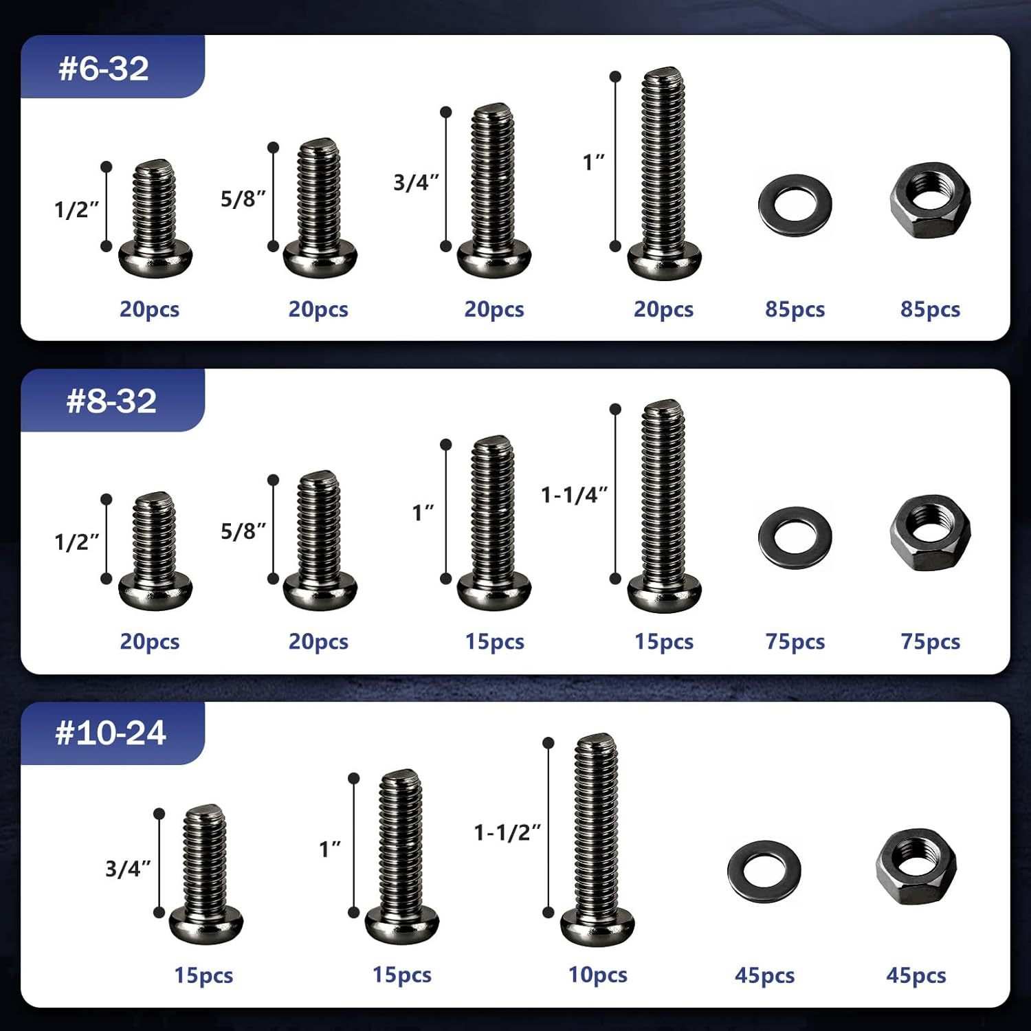 跨境600pcs 304不锈钢十字圆头螺GB818配平弹母 组合套件