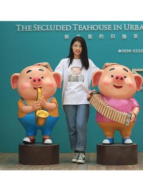 网红卡通猪小屁玻璃钢雕塑商场门店幼儿园装饰小品模型装饰品摆件