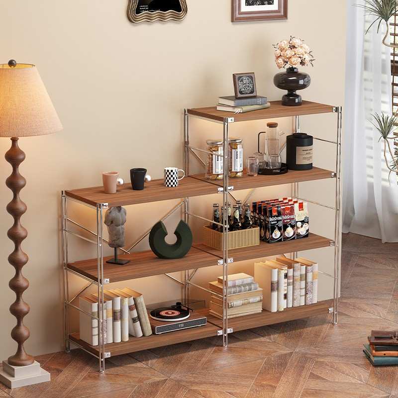钢木多层书架原木风置物架多功能落地开学收纳架储物整理架日式