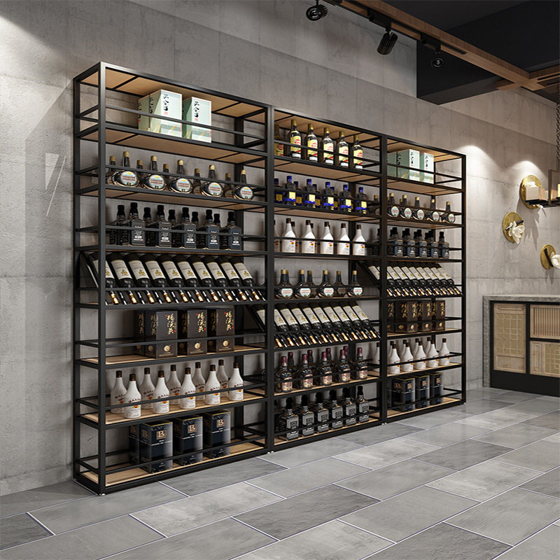 工业风复古酒架葡萄酒红酒架子展示架商用铁艺酒窖酒庄酒柜展示柜
