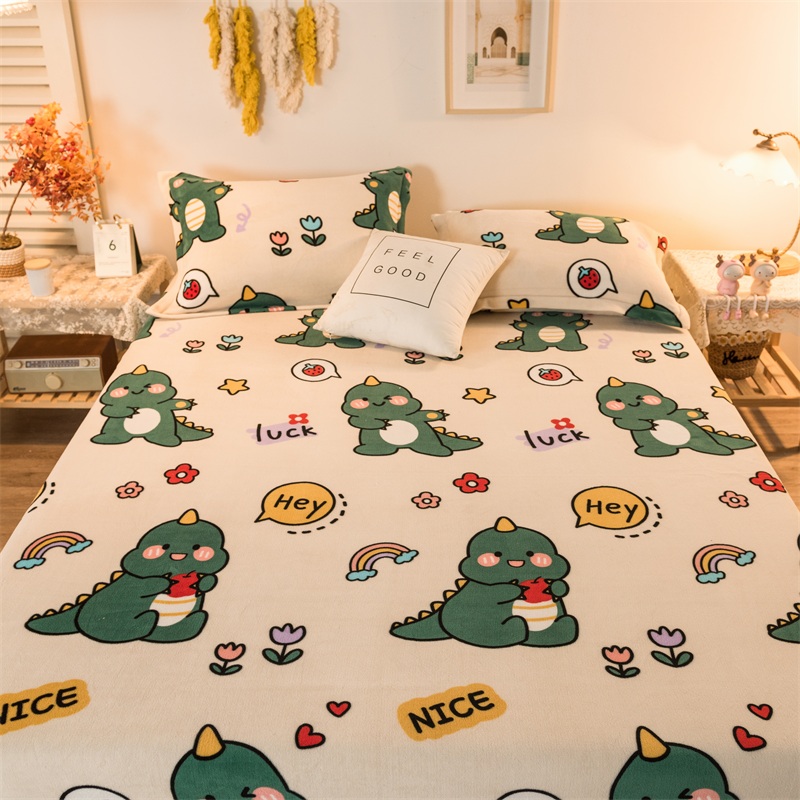 冬季牛奶b绒床单单件珊瑚绒毛毯子单人法兰绒被单加厚绒面加绒铺