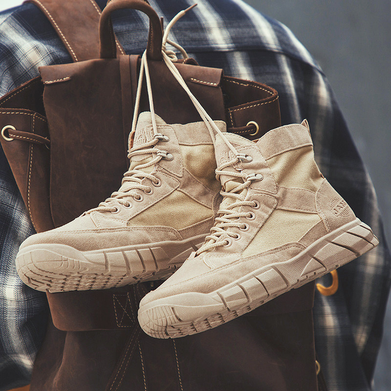 劳保鞋男冬季高帮沙漠英伦v风工装马丁靴工地干活上班防滑秋季潮