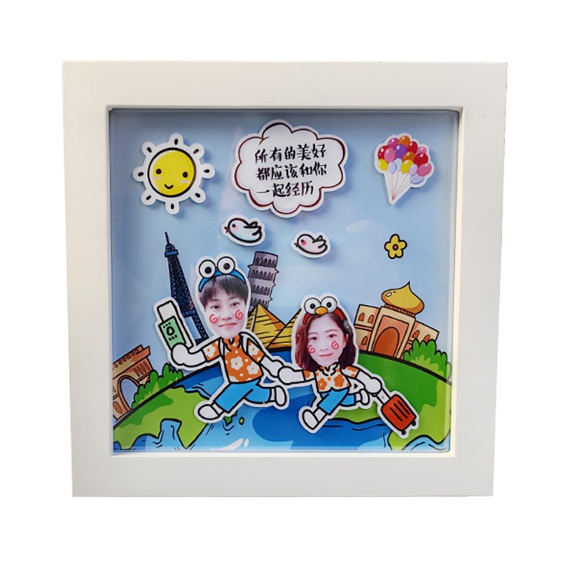 定制手工立体照片生日周年圣诞节客制化礼物送情侣男女朋友纪念框