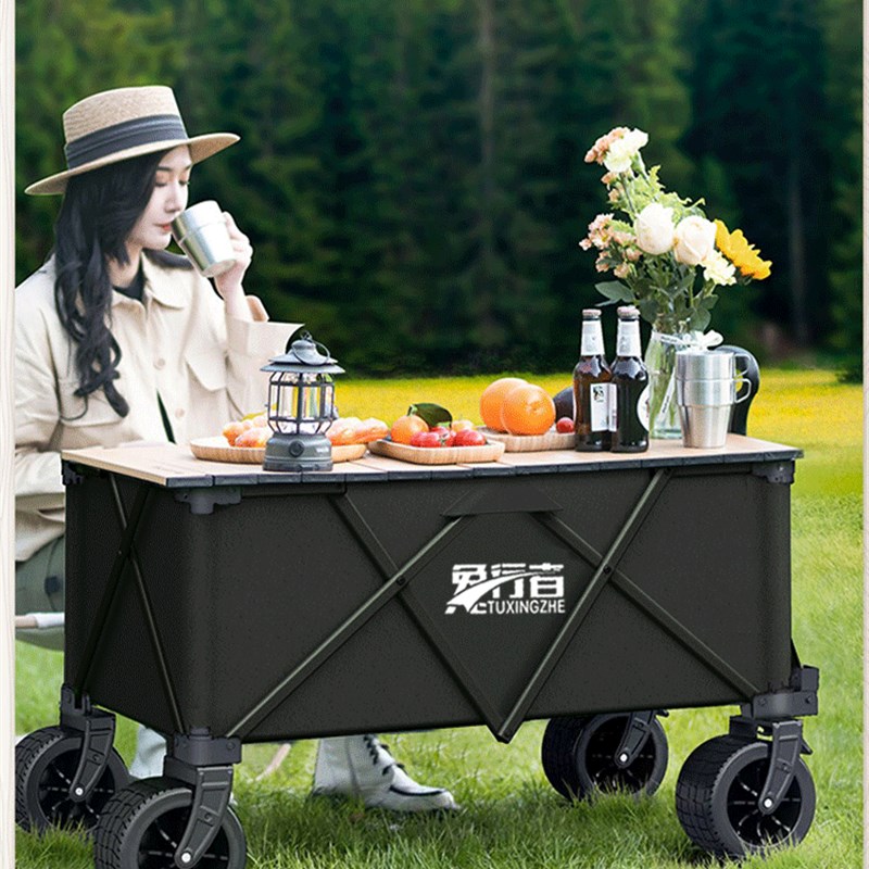 新款露营推车折叠户外手推车野餐车超大营地拖车拉杆摆摊小拉车
