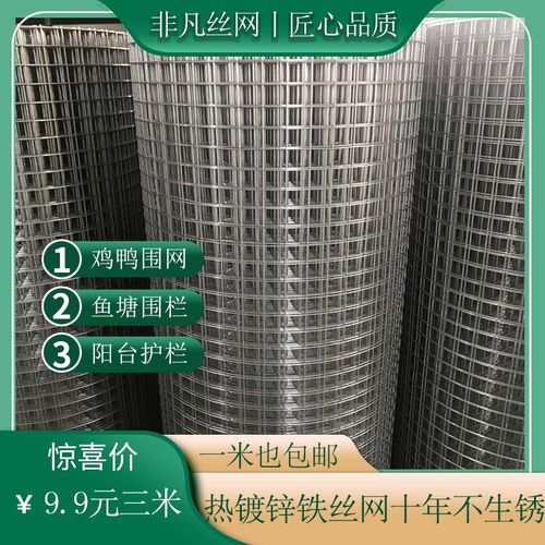 镀锌铁丝网鱼塘养殖网果园围栏网阳台防护栏防猫P热浸镀锌小孔铁