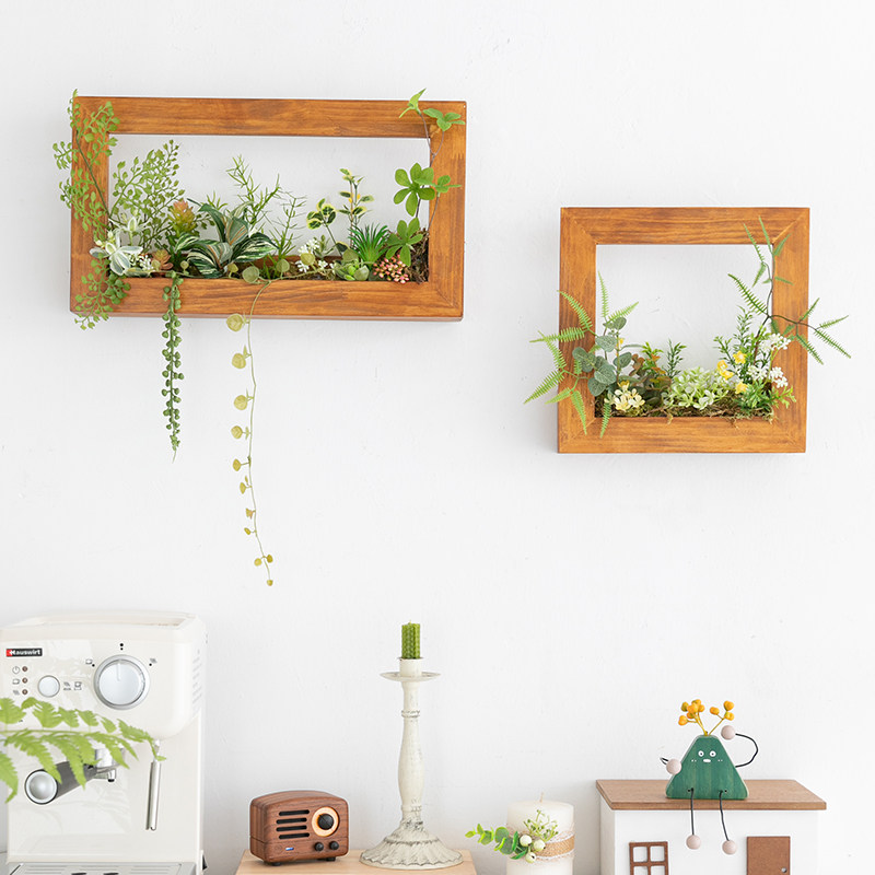 阿楹 背景墙上绿植壁挂仿真花电视白墙面装饰ins卧室客厅植物挂件