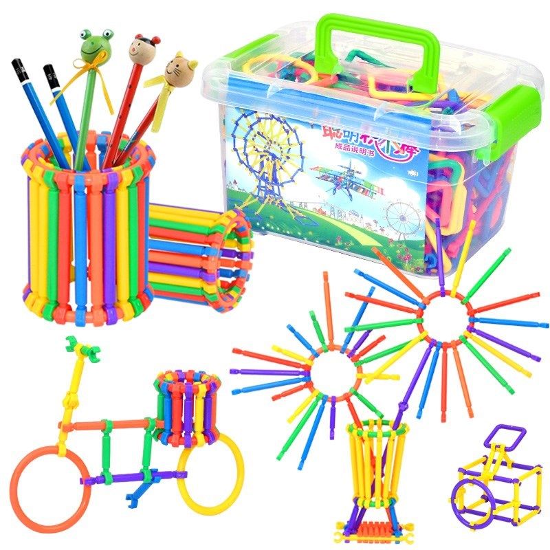 百变儿童聪明魔术棒积木塑料拼插幼儿园3-6-7-8周岁男孩女孩玩具