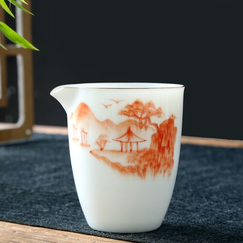 羊脂玉公道杯陶瓷大m号公杯耐热茶海家用功夫茶具配件青花瓷分茶