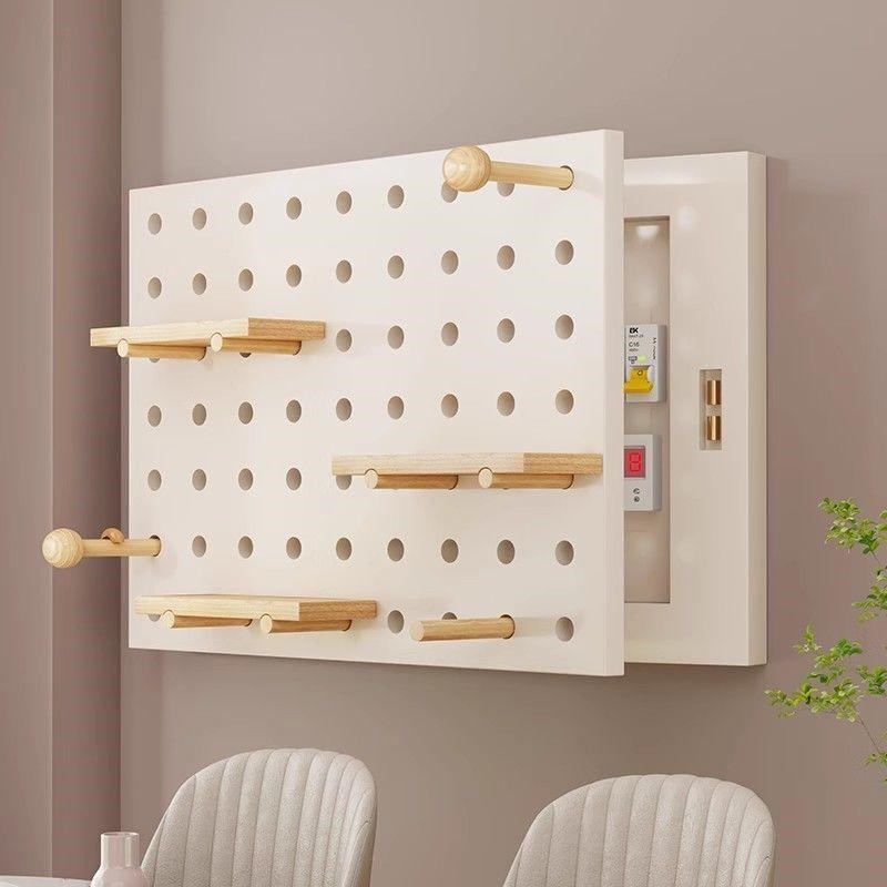 新疆包邮奶油洞洞板电表箱装饰画免打孔餐厅置物架遮挡配电箱挂画