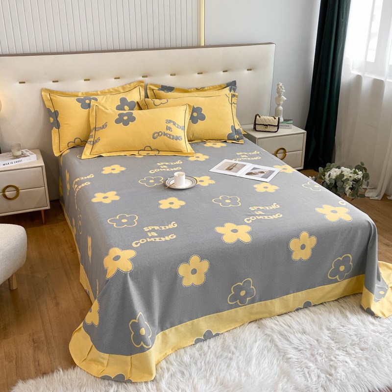 圆角花边款全棉床单单件100磨毛双人床上1.8米垫单1.5m被单2m