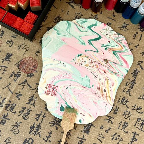 店主自用漆扇新中式国风材料包diy颜料纸扇网红圆扇手工团扇