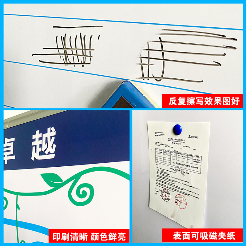 磁性印刷硬白板定制挂式铝合金边框会议办公表格图案定做黑板展板