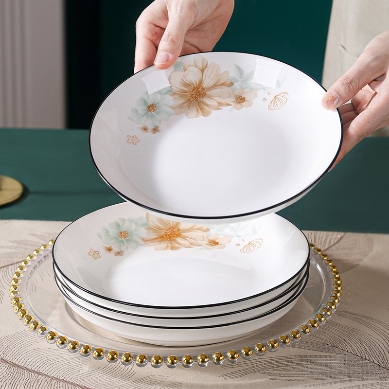 陶瓷盘子菜盘家用2025新款加厚菜碗盘碗盘碟餐具釉下彩高颜值新年