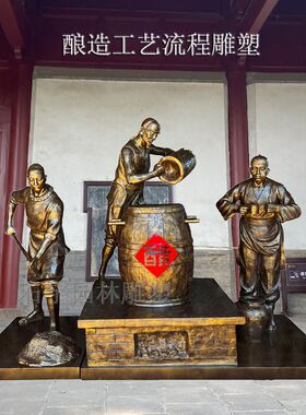 玻璃钢酿造醋工艺定制仿铜制酒人物雕塑小品民R俗文化街纪念馆摆