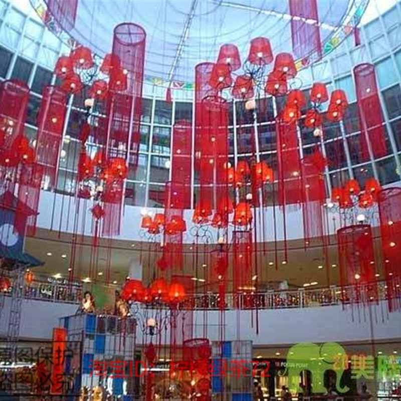 加高线帘加长酒店大卖场商场中庭中厅帘子流苏装饰造型美陈4米6米