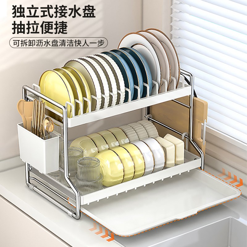 碗盘沥水架家用厨房多功能不锈钢碗架台面放碗碟收纳碗筷置物架子