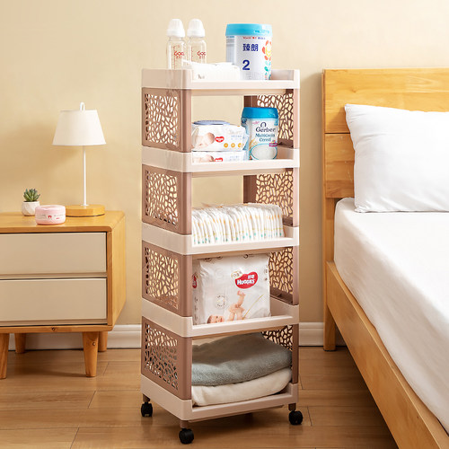 婴儿用品置物架小推车多功能卧室零食奶粉罐收纳架落地多层可移动