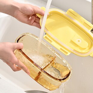 玻璃分隔商用密封碗玻璃饭盒带盖碗便当盒可微波炉加热专用保鲜盒