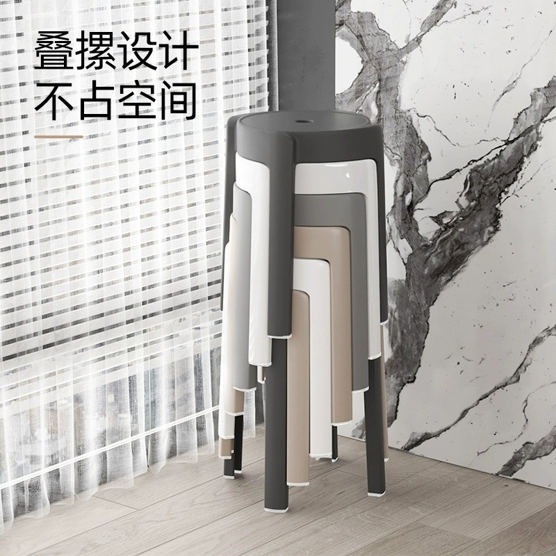 塑料凳子加厚家用可叠放高圆凳餐A桌备用简易风车椅子出租房用板