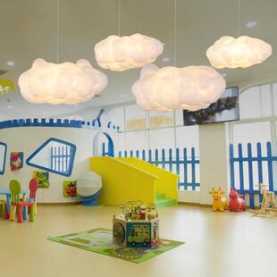 彩店铺网简约 餐厅灯奶店儿童红服装 云527朵灯茶吊灯装 饰创意个性