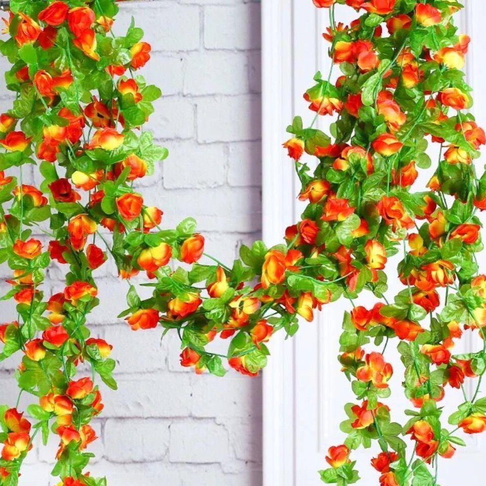 玫饰瑰花藤条庆装遮挡吊顶婚空调管道缠小绕塑料假花藤蔓植厂家直