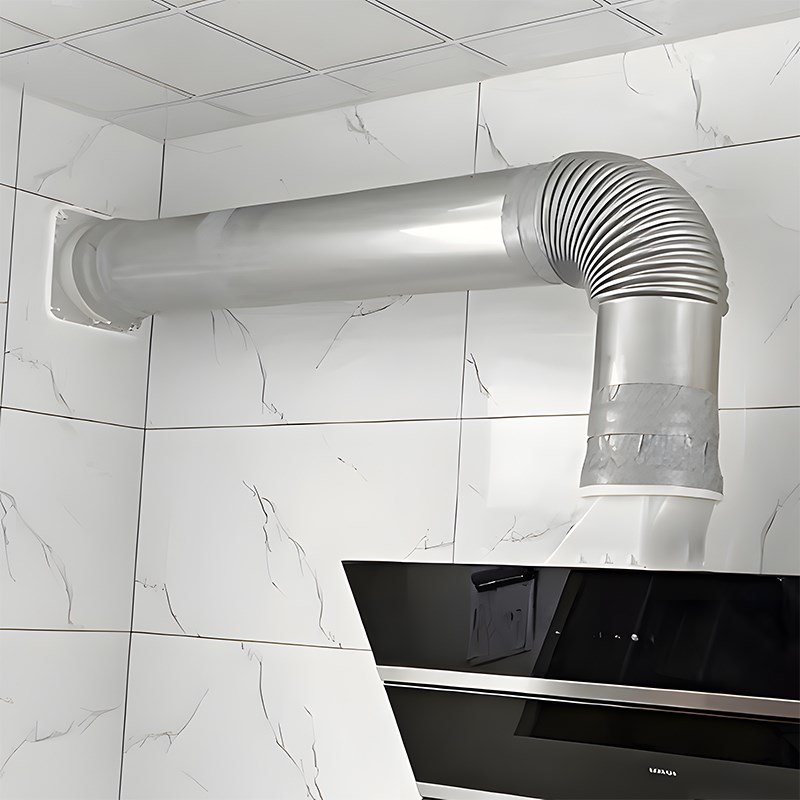 家用油烟机3e04不锈钢排烟管道加厚金属风管抽风降噪高档弯头170M