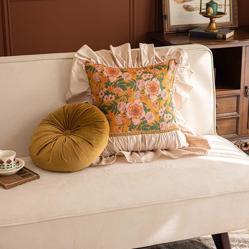 法式轻奢法式木棉提花方形抱枕厅装饰大花边沙发氛靠背客卧室感围