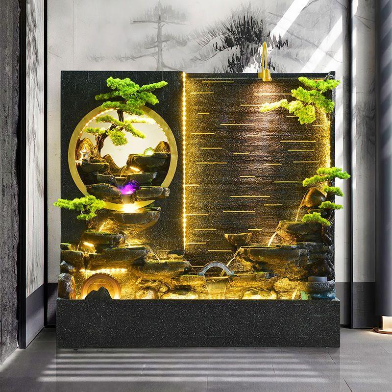 招财中式水幕墙流水屏风