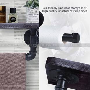 l实木置物板oft工业风复古铁水管一层隔板墙上实艺木置物架壁挂纸