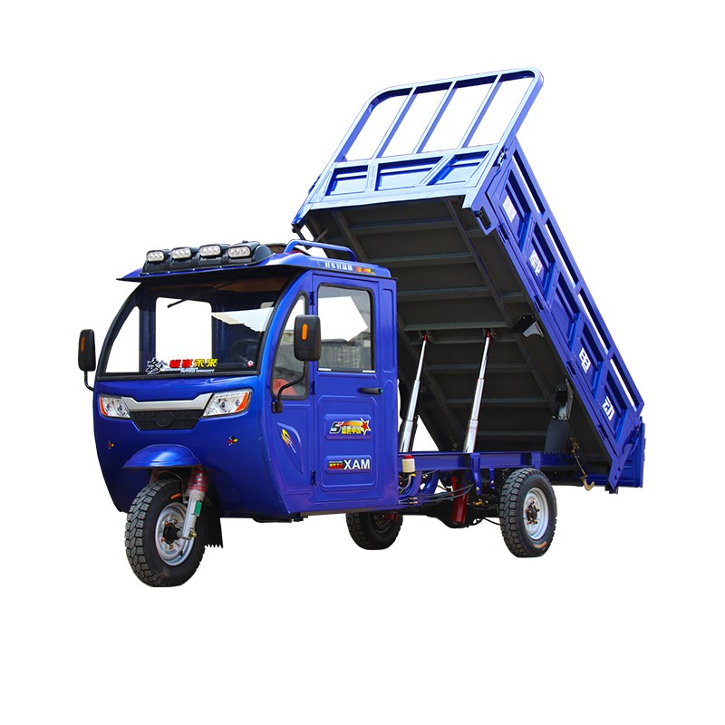 电动半封闭方向盘三轮车自卸半棚式拉F货载重王大功率爬坡农用五