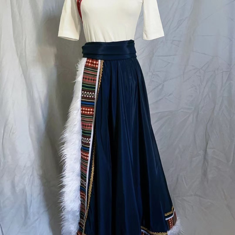 新款藏族服学生藏族练功裙艺考生服装G藏族剧目服装藏族大摆裙表