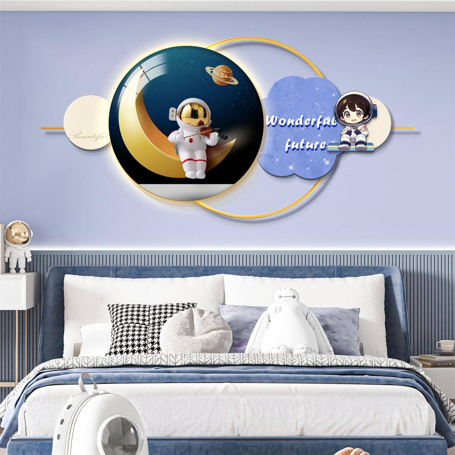 奶灯油风儿房卧室装饰画男孩女孩间童床房头挂画壁DKA-U画灯画led