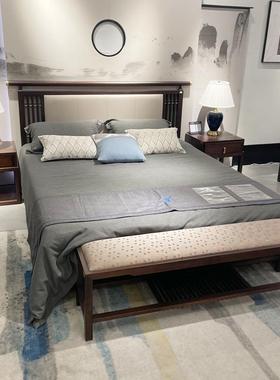 新中式8实木床储物高床1.简米1.5双箱人床现代约KJN家具主卧婚床