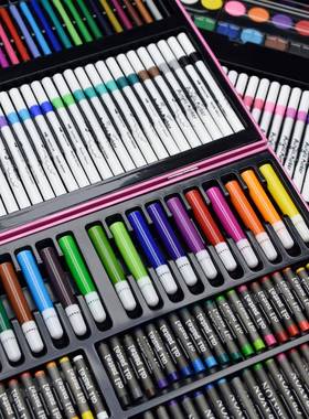 180PCS厂家供应装笔彩套儿童192水笔蜡笔彩铅丙烯马克画笔绘画套