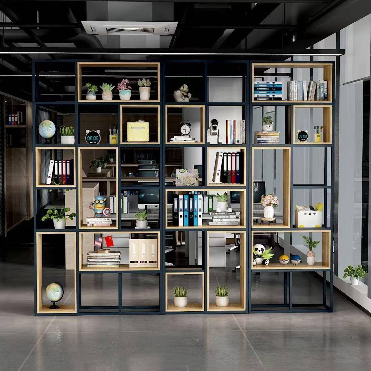 铁艺物架办公示室隔断置柜展架落XH05地层书架客厅玄多关柜屏风收