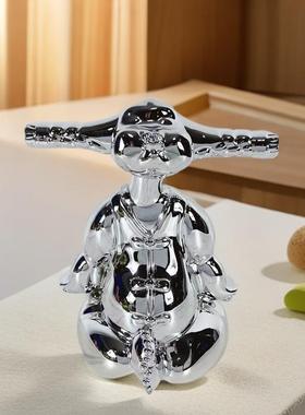 辫现饰代电镀银色枪黑创意样子3833女孩人物摆件板间儿童房桌面品