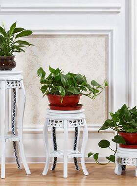 地仿古塑30843料实木绿花架客厅落地式萝吊兰单个面阳台包多层花