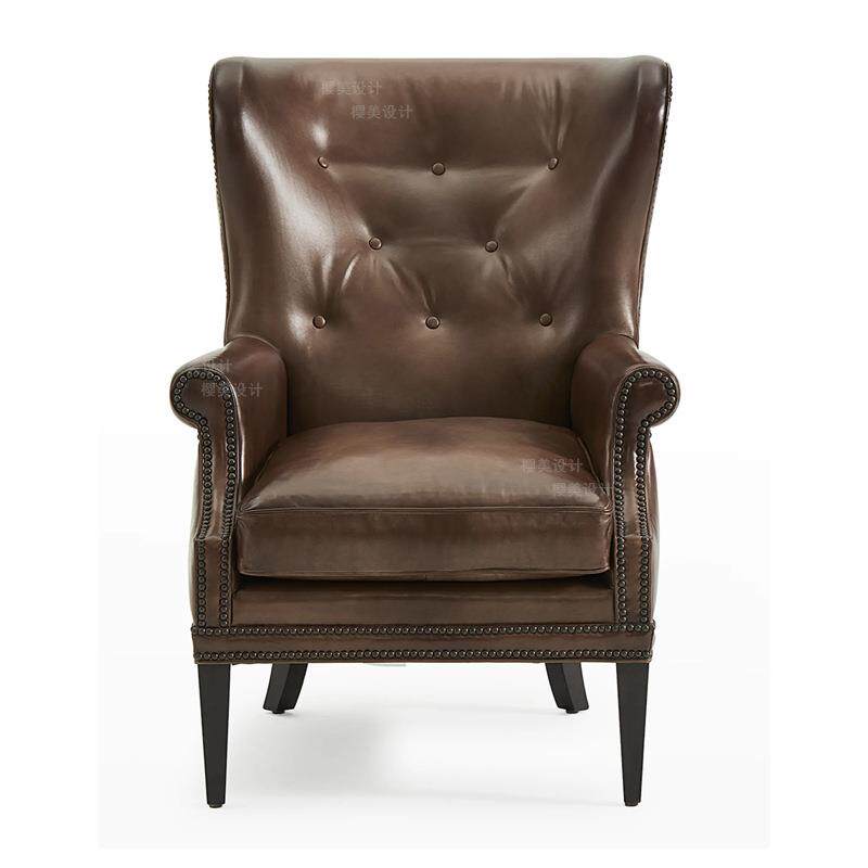 美式乡村高背洽谈EZG椅客厅实木复闲古老咖啡休小户型书虎房椅沙