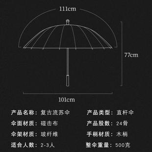 24骨文艺品直杆HMR长柄雨伞女纤复古森系木柄维骨晴雨伞定log礼o