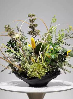 新FFH中式创意仿花摆件酒店真大堂客艺厅关餐桌绿植假花装饰品玄