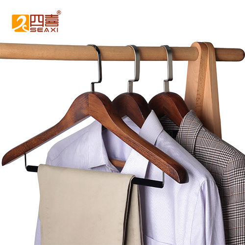 加厚实木衣架宽肩防滑酒店服装店大K衣架衣柜收纳榉木衣挂