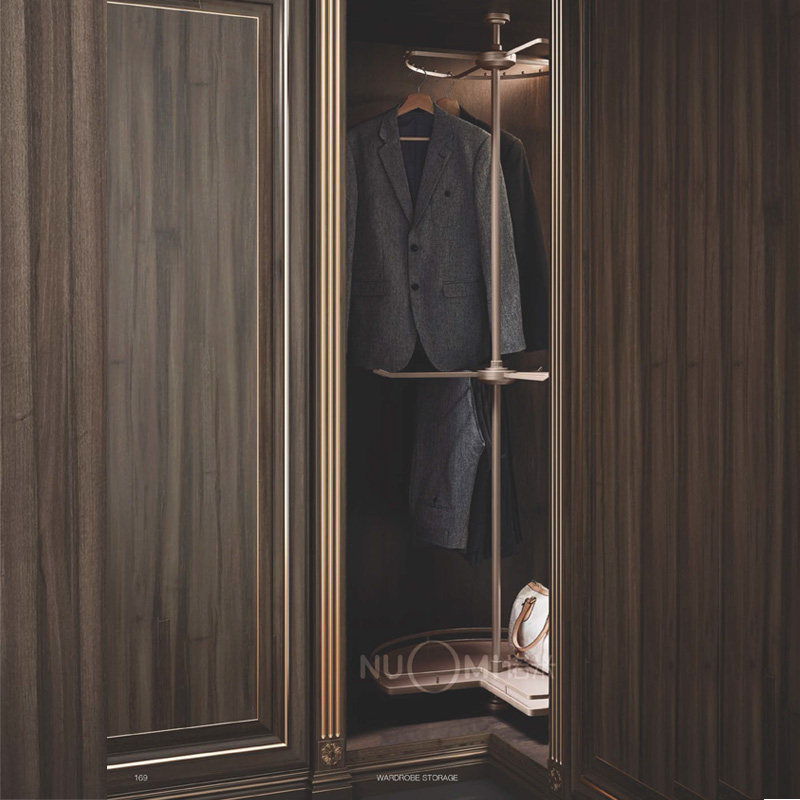 衣柜衣帽间五金拉篮三层转角裤架衣物篮旋转衣架伸缩挂衣杆收纳架