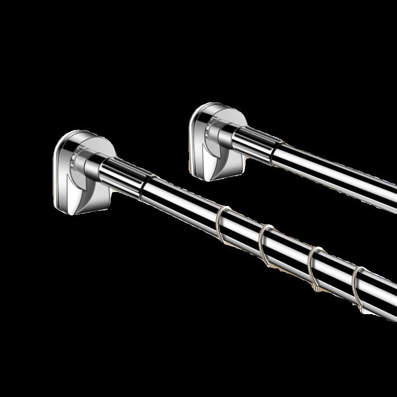 晾衣杆伸缩固定式免打孔阳台不锈钢晾衣架挂衣撑杆卫生间窗帘横杆