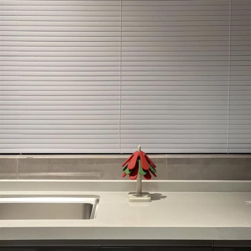 隔热垫圣诞树茶杯垫可折叠防烫餐桌垫带收纳架硅胶耐高温餐垫锅垫