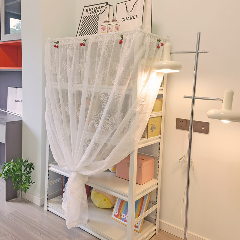 书架防尘带褶子黏贴式帘子幔头定制帘蕾丝半帘短门帘免打孔帘窗帘