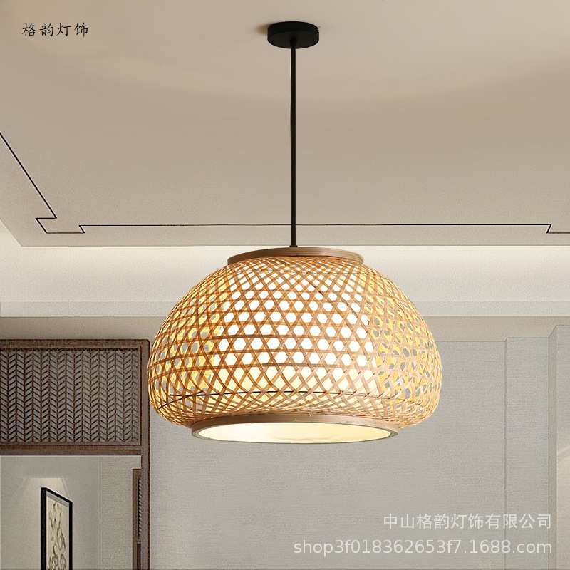 复古风格吊灯罩 仿古宫灯手工编织竹编吊灯罩景点 客栈装饰灯饰